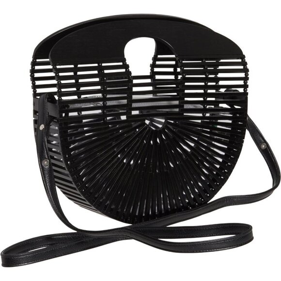 Amerileather Black Open Slat Bamboo Ping Handbag - Picture 1 of 7